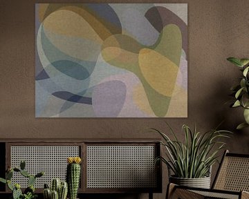 Roze, grijs, bruin, geel, blauw organische vormen. Moderne abstracte retro geometrie. van Dina Dankers