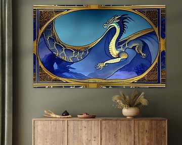 Uit liefde voor blauw - draak op porselein van Harmanna Digital Art
