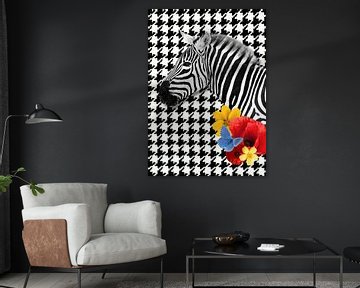 Pied de poule zebra van Postergirls