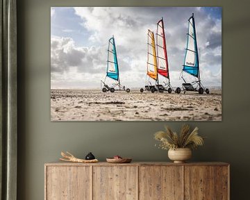 Blokarting sur la plage de Texel sur PIX on the wall