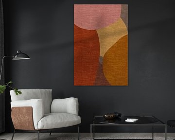 Modern abstract geometric organic retro shapes in earthy tints: terra, yellow, pink, brown, yellow by Dina Dankers