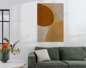 Modern abstract geometric organic retro shapes in earthy tints: yellow, beige, brown, white by Dina Dankers