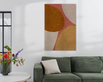 Moderne abstracte geometrische organische retrovormen in aardetinten: roze, terra, wit, geel van Dina Dankers