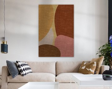 Modern abstract geometric organic retro shapes in earthy tints: yellow, brown, terra, pink, beige by Dina Dankers