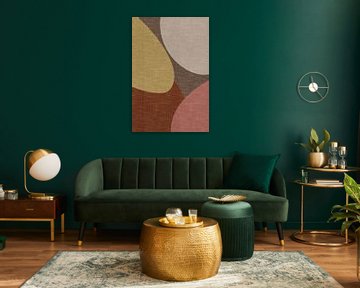 Modern abstract geometric organic retro shapes in earthy tints: pink, yellow, beige, brown, terra by Dina Dankers