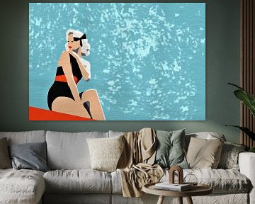 Vintage pop-art stijl pin up portret van Maud De Vries