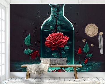 Red Rose in a bottle by Natasja Haandrikman