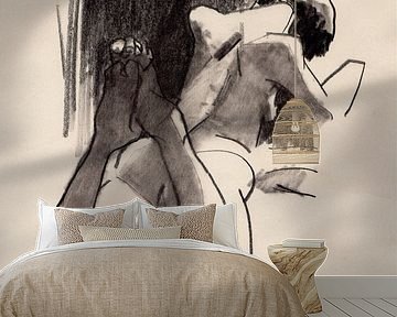 drawing of a nude model in charcoal by Pieter Hogenbirk