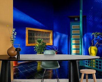 Majorelle blue wall in the Majorelle Garden in Marrakech by Rene Siebring