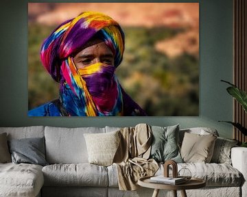 Marokkaanse man in een kleurrijke tulband van Rene Siebring