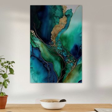 Abstraction avec des couleurs vertes et bleues