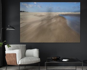 Vliegend zand op het strand van Lisanne Storm