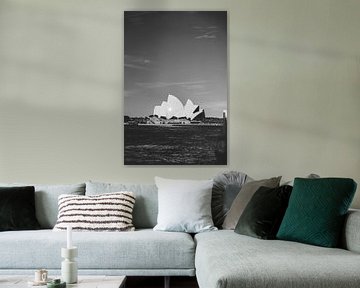 The well-known Opera House in Sydney black and white by Ken Tempelers