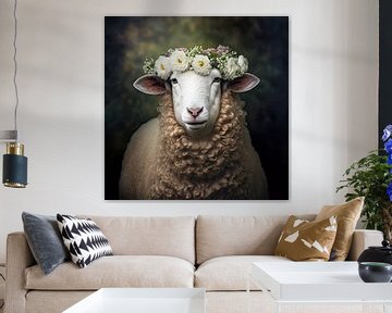 Flower power sheep by Vlindertuin Art