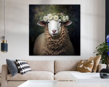 Flower power schaap van Vlindertuin Art