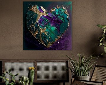 Abstract, hart met goud