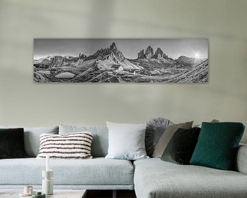 Dolomieten bergpanorama op de Drie Pieken in zwart-wit van Manfred Voss, Schwarz-weiss Fotografie