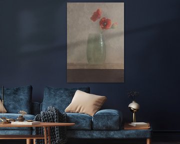 Coquelicot dans un vase Peinture de fleurs fanées sur Flower artist Sander van Laar
