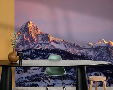 Alpenglow Bietschhorn Swiss Alps by Menno Boermans