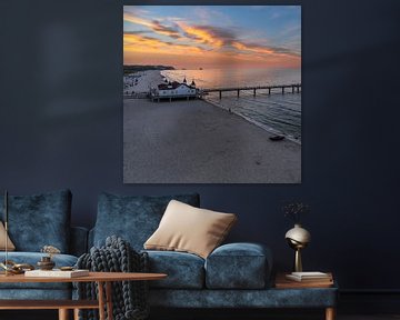 Pier op Ahlbeck strand bij zonsondergang van Markus Lange