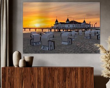 Pier op Ahlbeck strand bij zonsopgang van Markus Lange