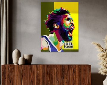 Top geweldige basketbalspelers JOEL EMBIID IN WPAP POP ART van miru arts