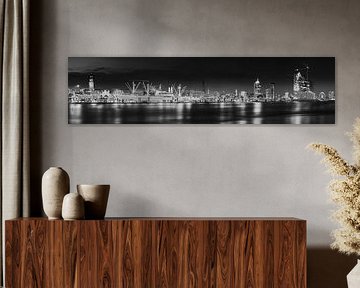 Hamburg Skyline mit Speicherstadt in schwarzweiss von Manfred Voss, Schwarz-weiss Fotografie