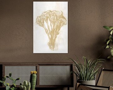 Flowers in retro style. Modern botanical minimalist art in yellow and white by Dina Dankers