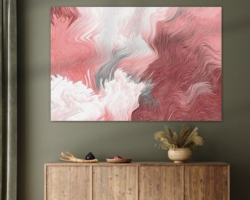 Roze, grijs, wit en terra moderne abstracte maximalistische digitale kunst van Dina Dankers