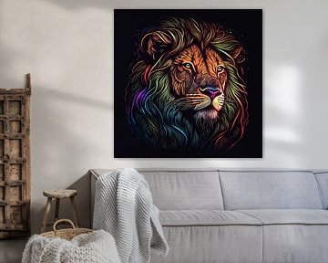 La beauté d'une tête de lion fluorescente sur Edsard Keuning