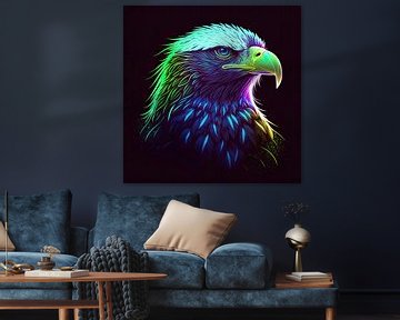 De magie van de fluorescerende kop van een American Eagle van Edsard Keuning