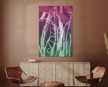 Gras. Moderne abstracte botanische geometrische kunst in roze en groen van Dina Dankers