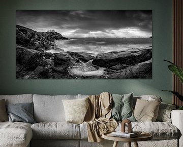 Landschap op de Lofoten in Noorwegen in zwart-wit van Manfred Voss, Schwarz-weiss Fotografie