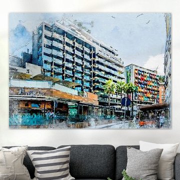 Malta St. Julians city watercolor painting #malta