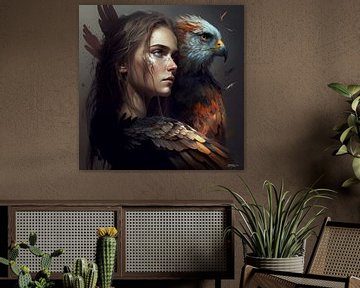 Mädchen gemischt mit Adler von Gelissen Artworks