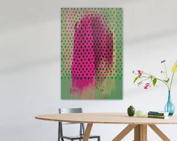 Abstract in roze, geel en groen met stippen van Studio Allee