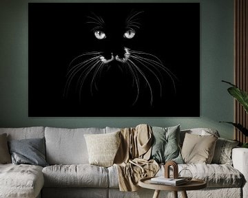 Mystical Gaze - Contrasting Cat Portrait by Femke Ketelaar