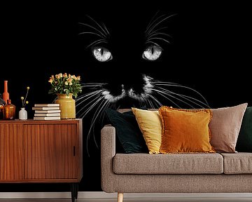 Mystical Gaze - Contrasting Cat Portrait by Femke Ketelaar