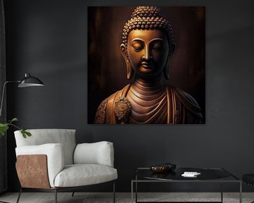 Boeddha beeld (close up - portret) brons/goud van Color Square