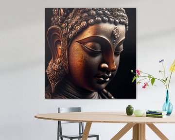 Statue de Bouddha (gros plan - portrait) bronze-or sur Color Square