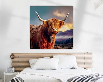 Portret van een Scottish Highland Cattle Illustratie van Animaflora PicsStock