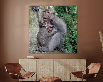 Mother monkey with baby 3 by t.ART