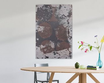 Modern abstract expressionisme. Minimalistische vormen in bruin, beige, grijs