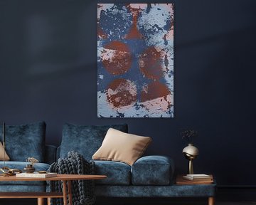 Modern abstract expressionism. Minimalist shapes in brown and blue by Dina Dankers