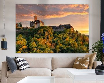 Le château de Wartburg au coucher du soleil sur Markus Lange