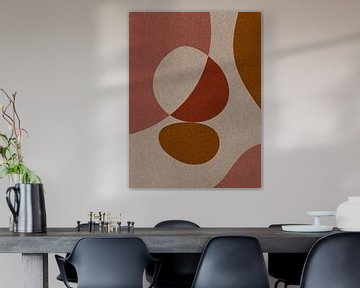 Moderne abstracte retro organische vormen kunst in aardetinten, roze, terra, geel van Dina Dankers