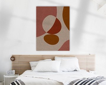 Moderne abstracte retro organische vormen kunst in aardetinten, roze, terra, geel van Dina Dankers