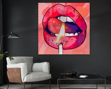 Brandend verlangen - sexy mond in popart stijl van The Art Kroep