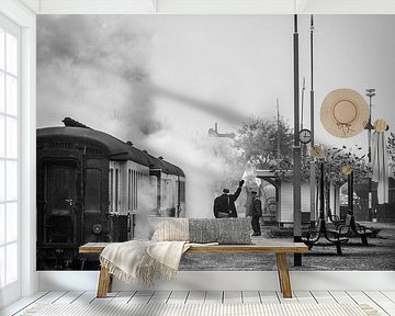 Simpelveld Steam Train enveloped in steam as it departs Station by John Kreukniet