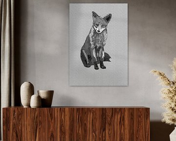 Fox was sitzt und schaut von DigitalArtForYou